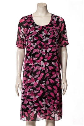 Brandtex kjole i rosa mønstret ciffon - str. S 